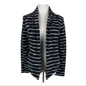 Lou‎ & Grey Open Front Sweater Cardigan Women's Small Black White Striped Cotton